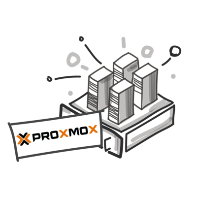 Plattform mit Proxmox-Schriftzug