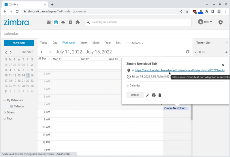 Zimbra Nextcloud-Talk