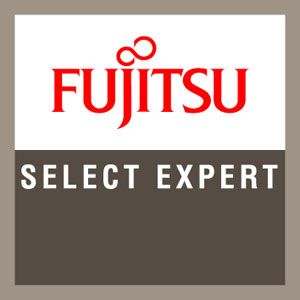 Fujitsu Schriftzug rot