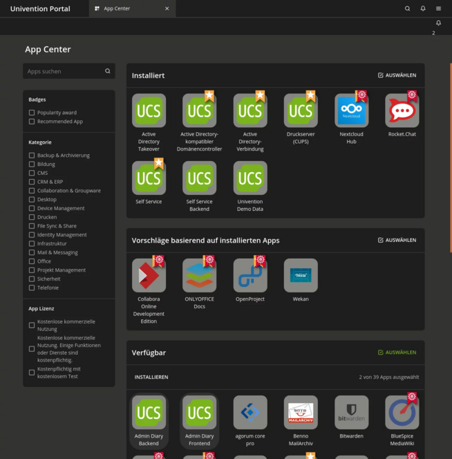 Screenshot App Center