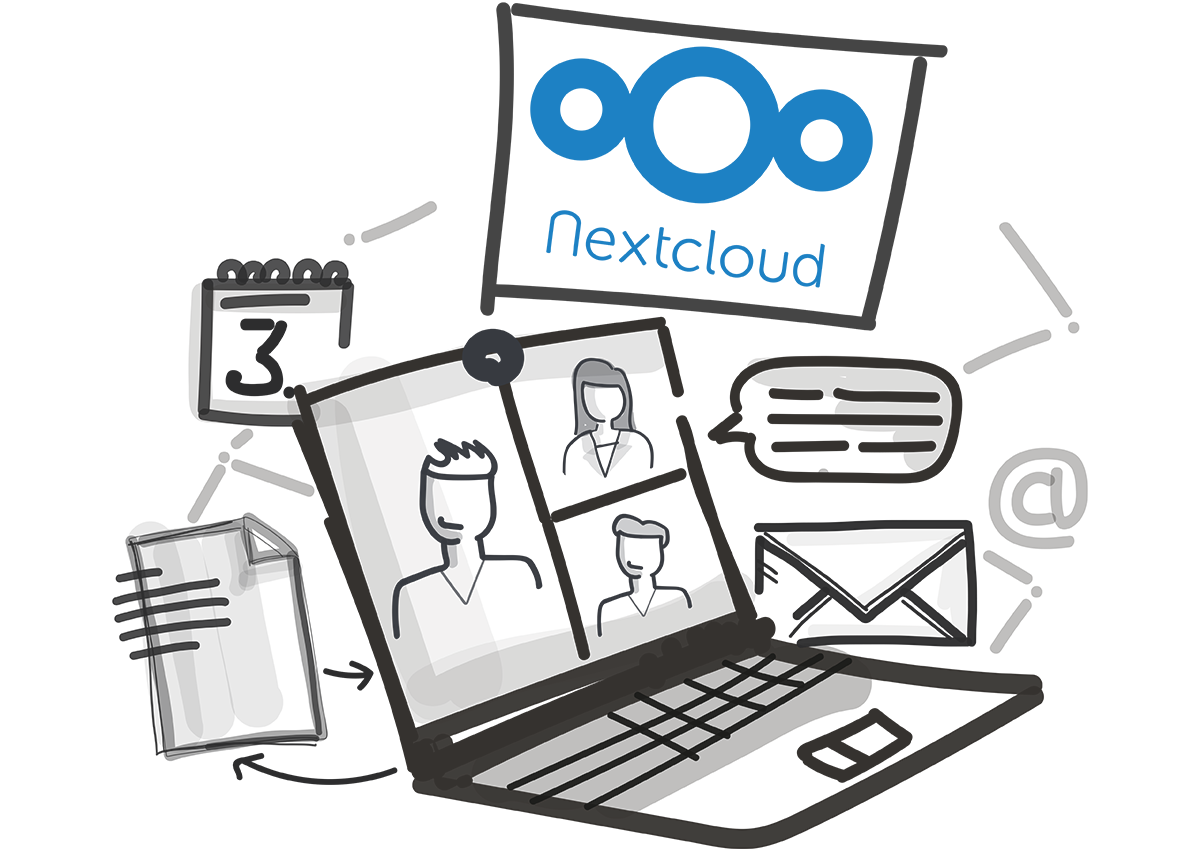 Notebook Nextcloud Logo, Kalender, Mails