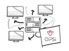 Scribble OPSI Grafik Server Bildschirm und OPSI-Logo