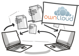 Laptops tauschen Dokumente ownCloud Logo