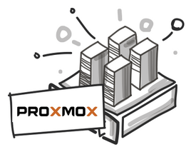Proxmox Logo und Server