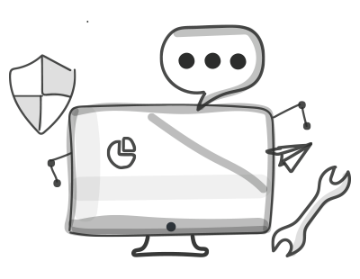 Computerbildschirm mit kleinen Icons